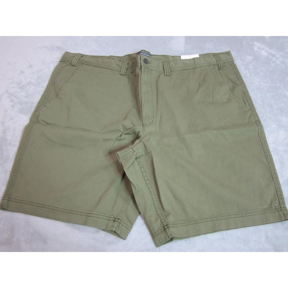 St. Johns Bay Flat Front Shorts Mens 52 Big Burnt Olive New Stretch Chino 10in